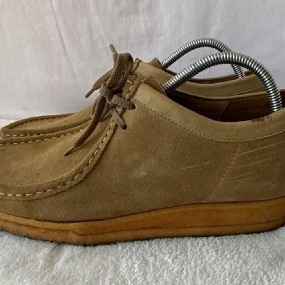 Clarks Originals Wallabee Beige Suede Moccasin Shoes Size 11